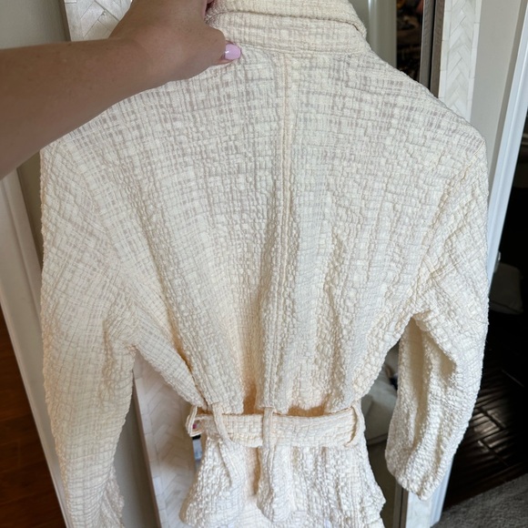 Free People Butter Yellow/ Cream Textured Belted Jacket - Picture 2 of 4